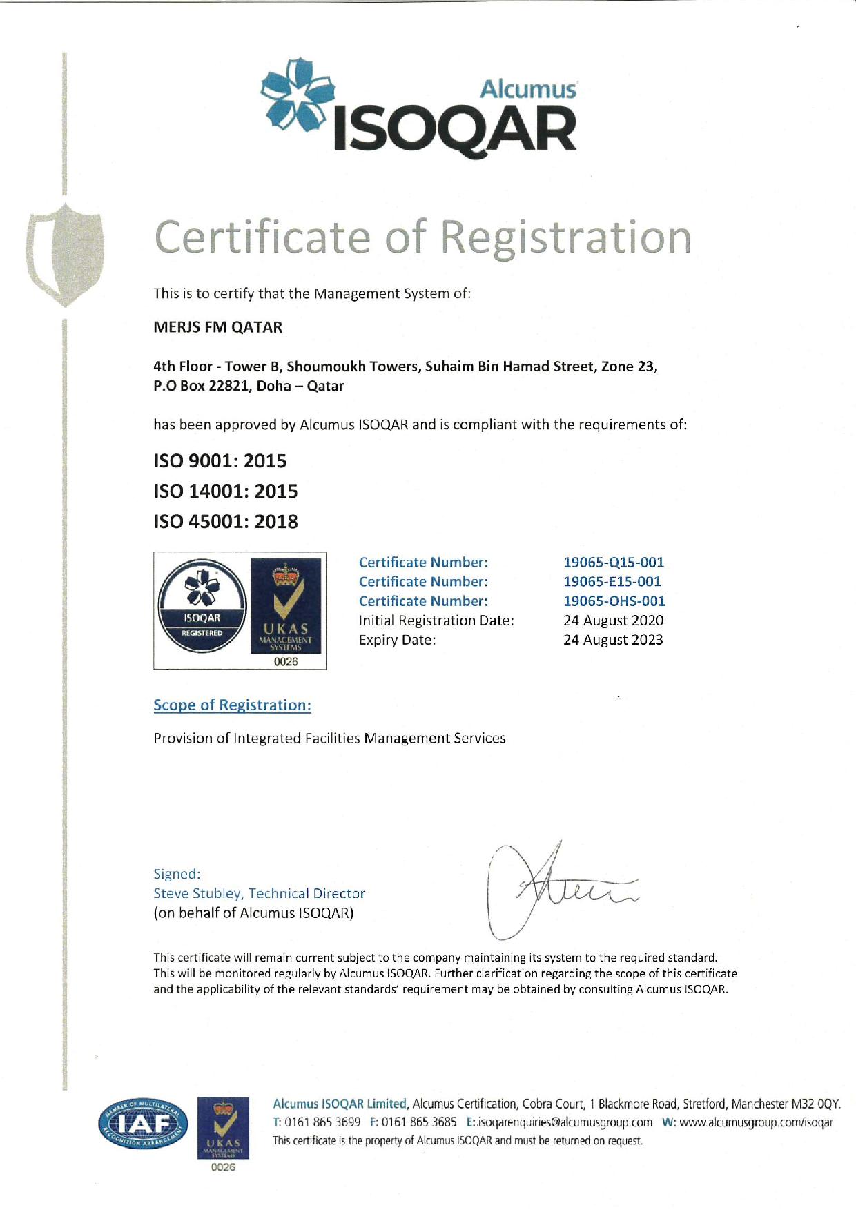 ISO 9001:2015 ISO 14001:2015 ISO 45001:2018